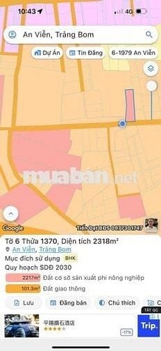 Bán 2300m đất SKC, 50 năm, An Viễn, Trảng Bom, giá tốt 12 tỷ