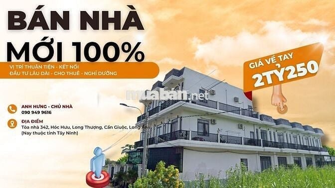 NHÀ PHỐ MỚI 100% - 70M2 LONG AN CHỈ 2 TỶ 250