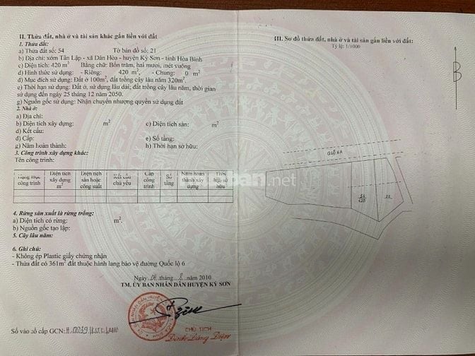 Bán đất nền dự án Đường Quốc lộ 6, Xã Kỳ Sơn, Hòa Bình giá 7 tỷ đồng, 