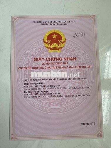 BÁN ĐẤT THỔ CƯ CHÍNH CHỦ,XÃ LONG VĨNH,GIÁP TP TÂY NINH