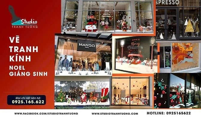 Vẽ Tranh Kính Noel – Trang Trí Giáng Sinh Đẹp & Chuyên Nghiệp HCM