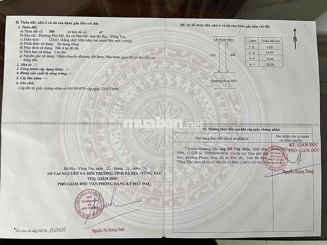 Bán nhà Khu Tái Định Cư 44HA- Phú Mỹ- Vũng Tàu