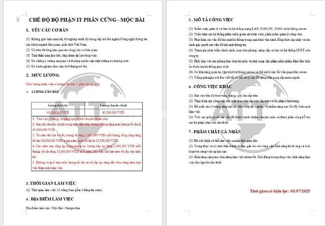 TUYỂN DỤNG IT PHẦN CỨNG LƯƠNG 45M 