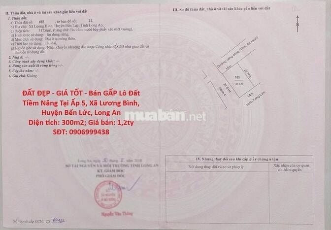 Bán GẤP Lô Đất Tiềm Năng Tại Ấp 5, Xã Lương Bình,Huyện Bến Lức,Long An