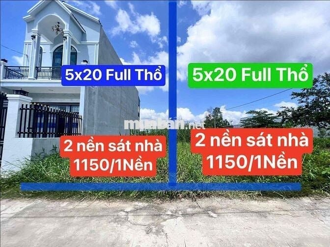 Chỉnh chủ Bán 2 nền đất 5x20 Full Thổ,833B-HH 3%