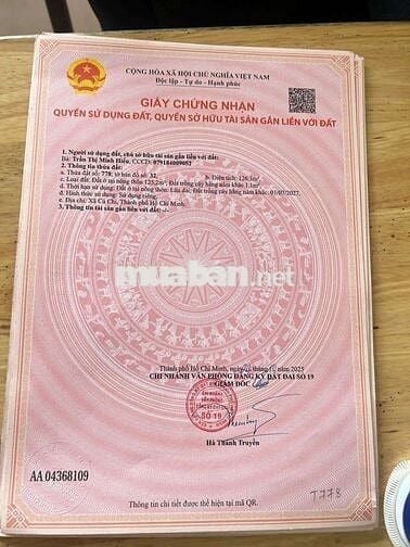 Dat full thổ cư, đường nhựa xe tải,126m² tân phú trung, củ Chi 2ty2