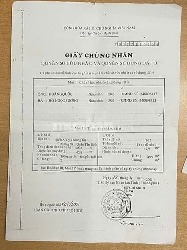 Bán Nhà: 40/56A Lý Thường Kiệt - P.9 - Q.Tân Bình dt:6,75x7,4m trệt 1L