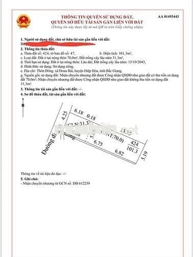 Bán Đất Đoan Bái Hiệp Hoà Bắc Giang