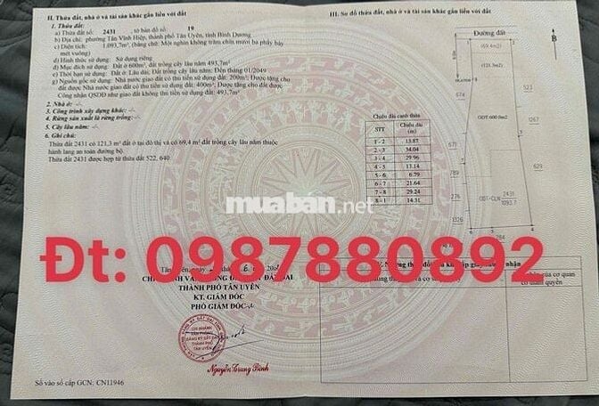 Bán đất đường nhựa trung tâm Tân Vĩnh Hiệp(phường Tân Khánh- Tp HCM)