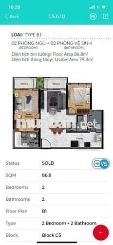 Cho thuê 2Pn, 87m2 mới Celadon City- Block Centery