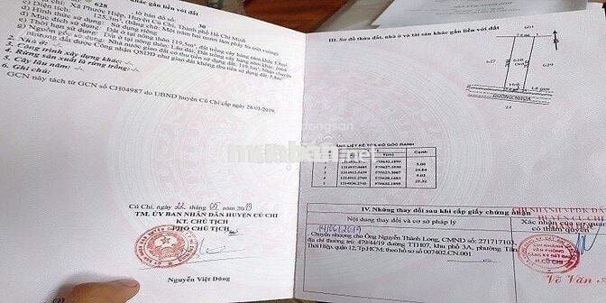 Bán đất Đ. Cao Thị Bèo, Củ Chi, 5x25m=125m2, SHR, Giá còn 860tr