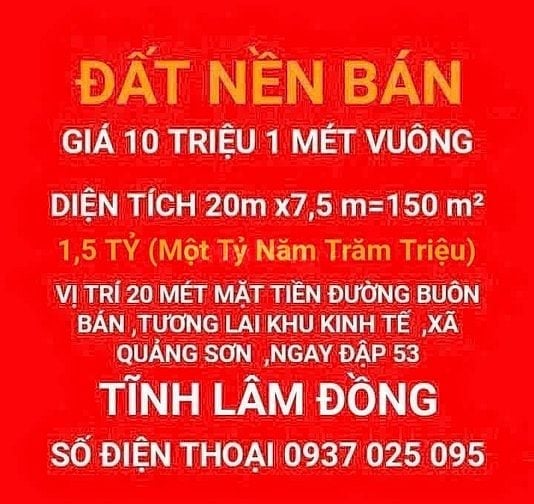 ĐẤT NỀN BÁN :GÍA 1,5TỶ (Một Tỷ Năm Trăm Triệu)