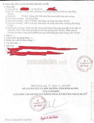 Do Di Cư Nước Ngoài Nên Cần Bán Nhanh Lô Đất, Dĩ An, 1ty580tr, 170m2