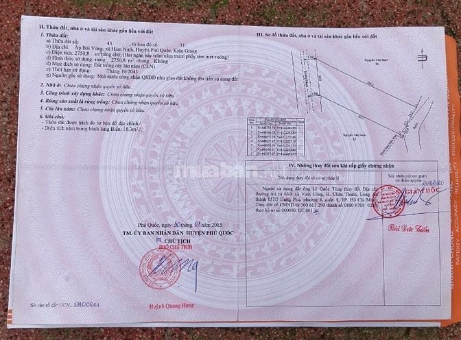 Bán 2 lô đất chính chủ 2 mặt tiền Biển & đường bộ, Ấp Bãi Vòng, PQuốc