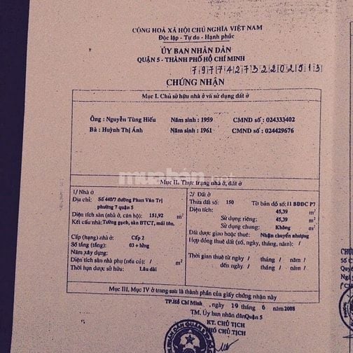 Bán nhà phan văn trị q5 tằng nội thất