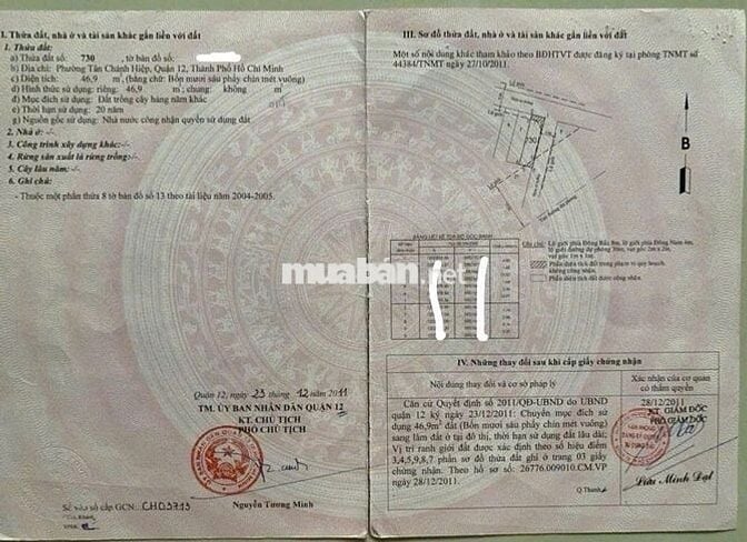 Bán đất tặng nhà ở Tân Chánh Hiệp- Quận 12. DT 46m2, Giá 690 triệu.