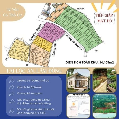 ĐẤT LỘC AN LÂM ĐỒNG SỔ NHỎ ĐÃ CÓ THỔ CƯ TIẾP GIÁP HỒ