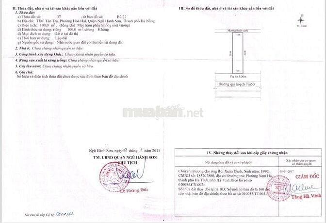 Cặp đất biển đường Võ Văn Đồng