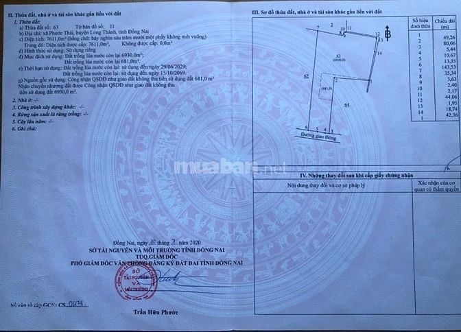Chuyển nhượng 7.610m2 đất quy hoạch đất ở, giáp sân bay Long Thành. 