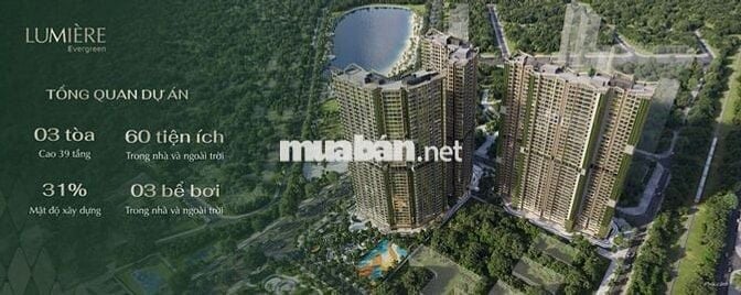 Bán căn hộ 2 ngủ 71,5m² toàn A1 Lumiere EverGreen 100tr/m²
