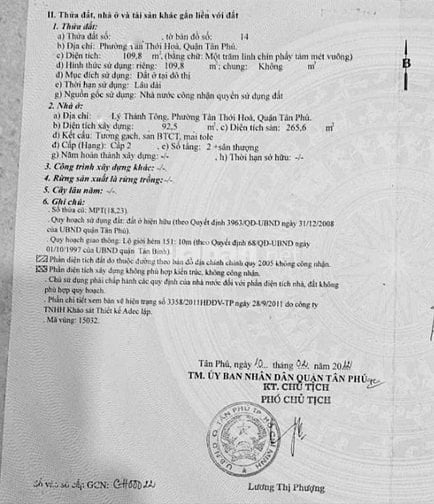 Nhà MT Lý Thánh Tông , DT 110m2 ( 4,2m*26m ) , DTS : 265m . Giá 13T TL