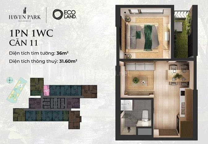 Bán Căn Hộ 1N Tòa H2 Havenpark Ecopark