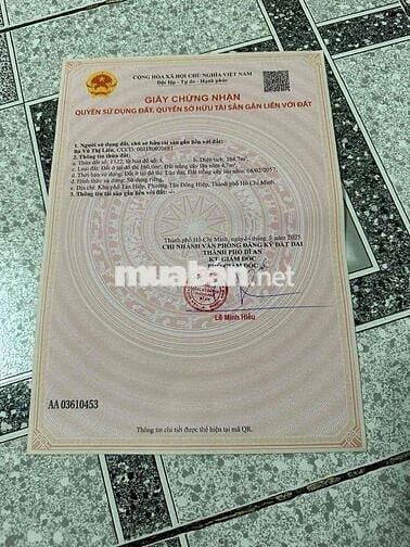 cần bán lô đất 164.5m fun thổ cư giá chỉ 2ty300 tại tân bình dĩ an tp