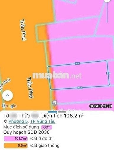 Bán đất mặt tiền đường Trần Phú