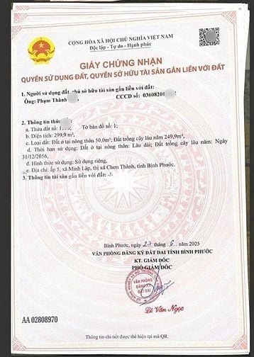  BÁN ĐẤT SỔ SẴN - Đường ĐT 756, Xã Minh Lập, Chơn Thành, Bình Phước