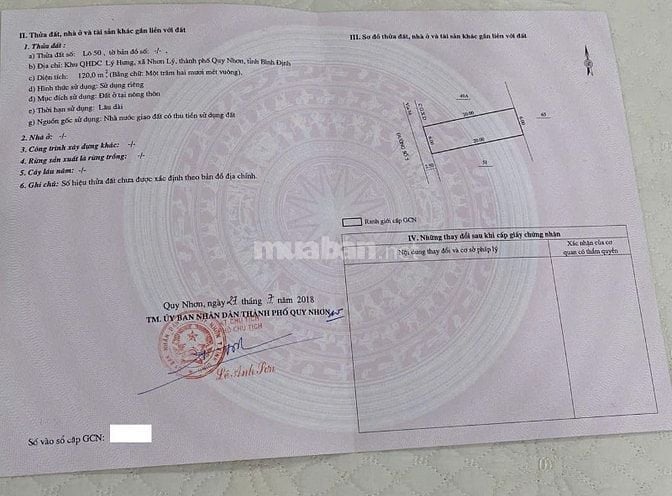 CHÍNH CHỦ BÁN GẤP! 120m^2 Đất Biển Nhơn Lý, Sổ Đỏ 100%. Cạnh FLC/Eo Gi