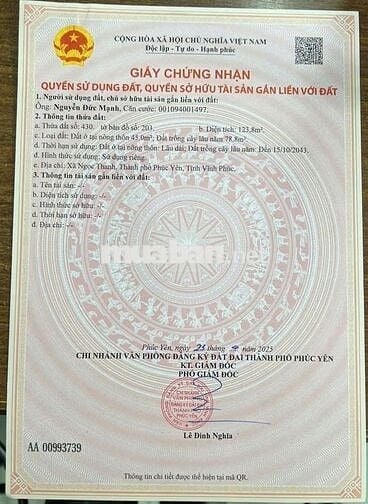 Bán Nhanh Đất Vị Trí Đắc Địa Tại Xã Ngọc Thanh, tp Phúc Yên, Vĩnh Phúc