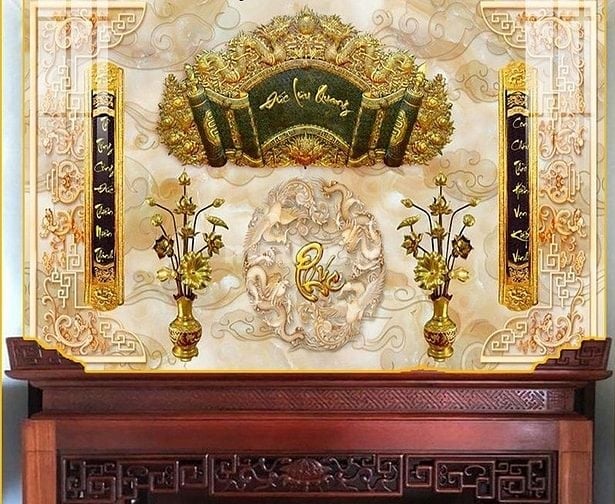 Tranh gạch 3d ốp tường phòng thờ - CXV5