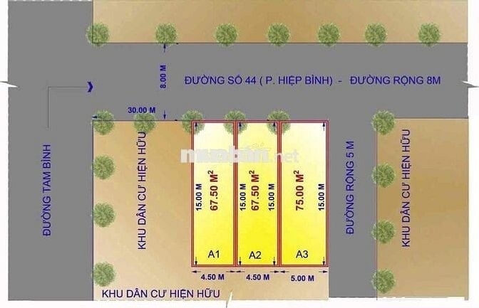 3 Lô đất F0 cho nhà đầu tư tại mặt tiền đường 44, Ngay đường Tam Bình,