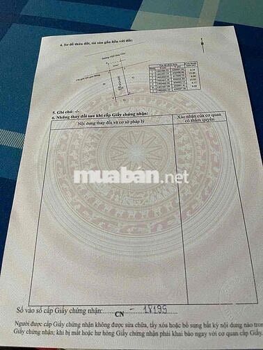 đất phường Tân Hoà 6x20 đối diện chợ đầu mối hẻm thông Trần Kiên