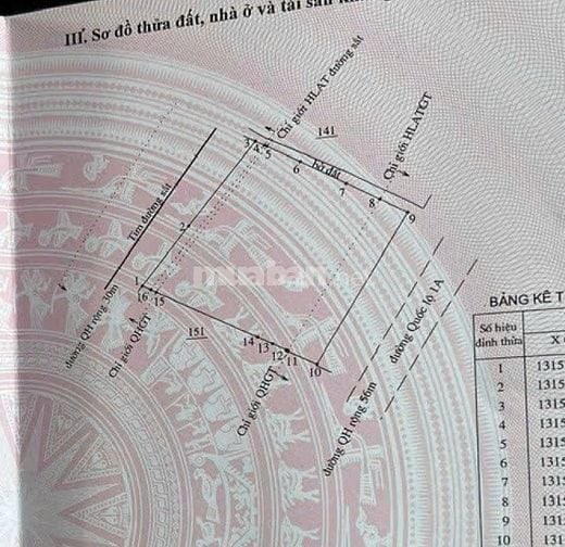 Đất sổ đỏ QL1A 2800m2 Cam Ranh Khánh Hoà 