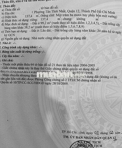 BÁN LÔ ĐẤT NGANG 8M HIẾM – PHAN VĂN HỚN, Q12 – 138M² – CHỈ 6.2 TỶ