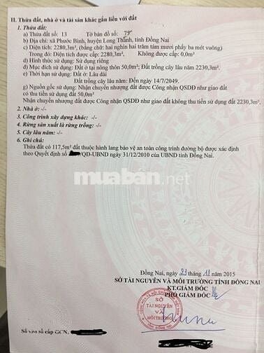 CHÍNH CHỦ BÁN GẤP–ĐẤT MẶT TIỀN ĐƯỜNG NHỰA X.PHƯỚC THÁI–LONG THÀNH- ĐN