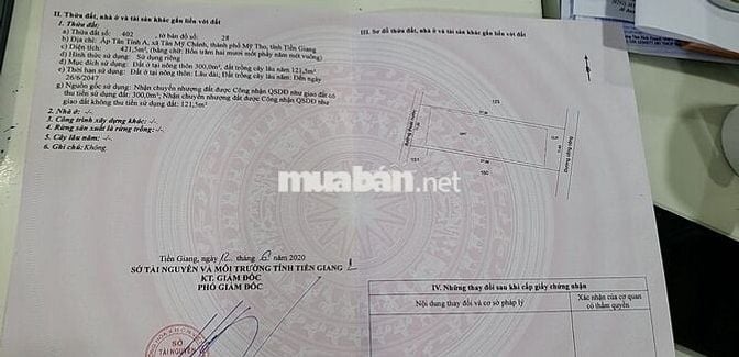 Đất nền 422m2  - Mặt tiền bê tông 3.5m, Tân Mỹ Chánh, Mỹ Tho