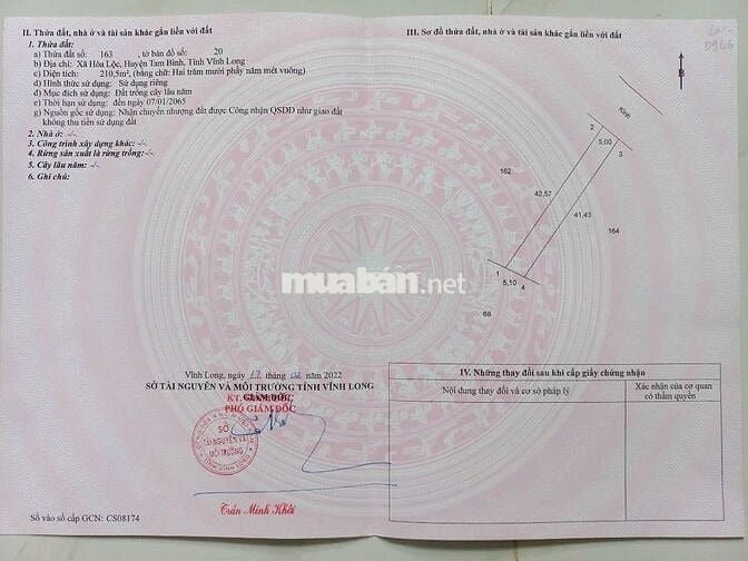 ĐẤT TRỒNG CÂY LÂU NĂM - 210,5m - HOÀ LỘC - TAM BÌNH - VĨNH LONG