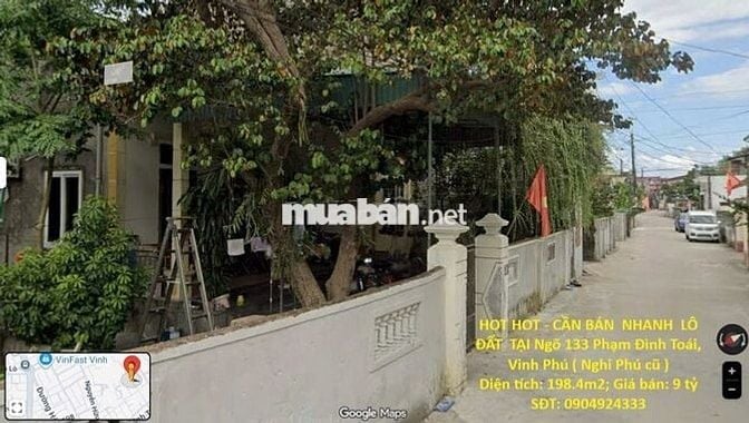 BÁN NHANH LÔ ĐẤT TẠI Phạm Đình Toái,Xã Nghi Phú,Thành phố Vinh,Nghệ An