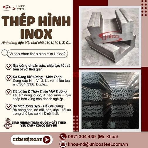 Thép hình Unico- Đa dạng hình dạng, mác thép