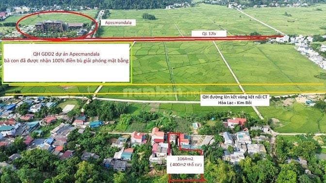 View đẹp mê mẩn 1000m ngay khu du lịch Suối khoáng thị trấn Bo Kim Bôi