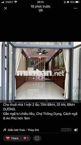 znhà 1trệt 2 lầu TÂN BÌNH, DĨ AN,Gần ngã tư chiêu liêu 4p ngủ,đường 7m