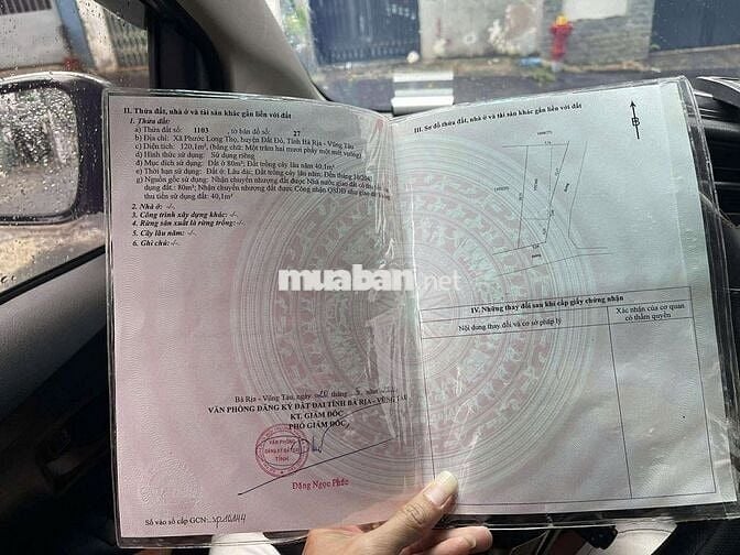 ĐẤT GẦN KHU CÔNG NGHIỆP ĐẤT ĐỎ 1 CẦN BÁN