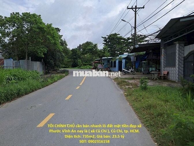 CHÍNH CHỦ cần bán nhanh lô đất mặt tiền đẹp khu vực huyện Củ Chi,TPHCM