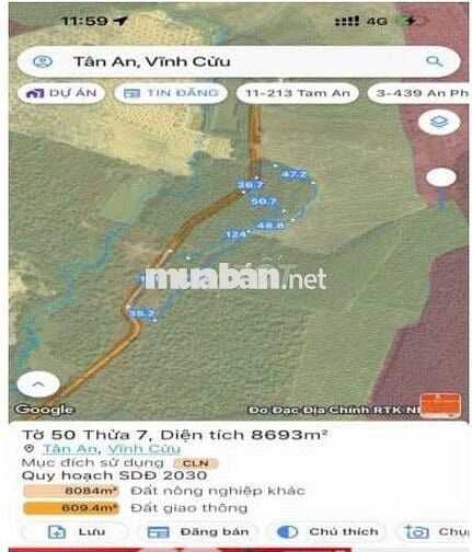 Bán Đất Nông Nghiệp Tân An, Vĩnh Cửu, Đồng Nai