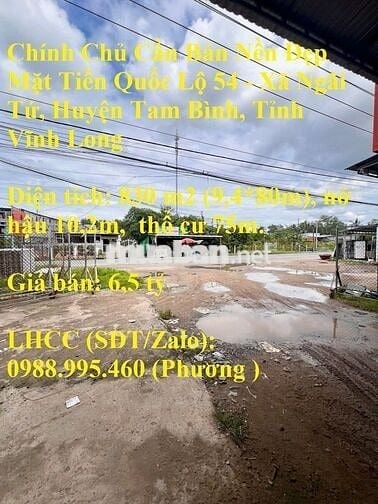 Cần Bán Nền Đẹp Mặt Tiền Quốc Lộ 54 - Xã Ngãi Tứ, Tam Bình, Vĩnh Long