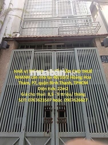 NHÀ VỊ TRÍ ĐẸP CẦN CHO THUÊ NHANH căn nhà tại quận Bình Thạnh, TPHCM