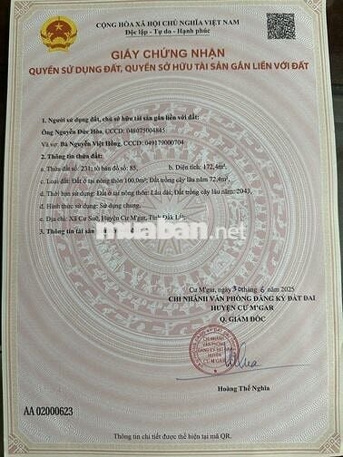 2 căn nhà  MT tỉnh lộ 8, Cư Suê, Cư Mgar, ĐL , DT 310,5,m2, giá 6,5tỷ