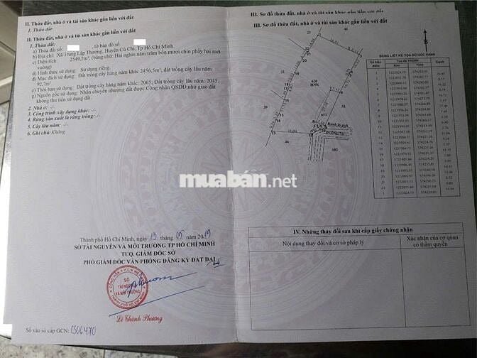 Bán gấp 2750 m2 xã Trung Lập Thượng, Củ Chi, Tp.HCM 8,9 tỷ có thổ cư